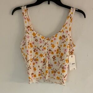 Billa Bong Floral Tank Top, Size L, White/Multi, NWT